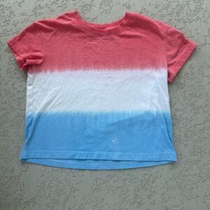 Cat & Jack Girls L 10/12 tie-dye red white and blue tee